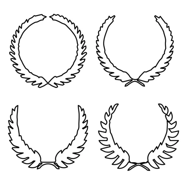 Ensemble de couronnes circulaires silhouette contour — Image vectorielle