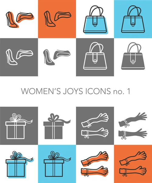 Vrouw accessoires icons set — Stockvector