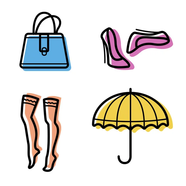 Vrouw accessoires icons set — Stockvector