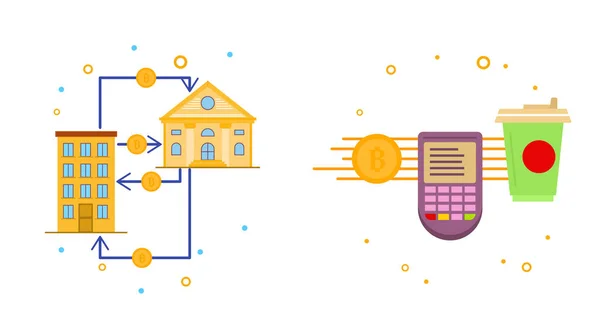 Proceso criptomoneda y minería iconos — Archivo Imágenes Vectoriales