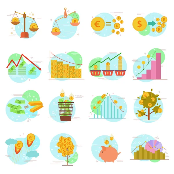 Aperçu des icônes ensemble d'objets financiers — Image vectorielle