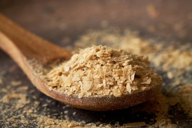 Beslenme bira closeup Maya flakes tahta kaşık