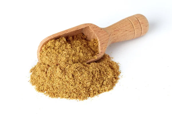 Ground Cumin Powder Wooden Scoop Isolated White Background — Stock Photo, Image