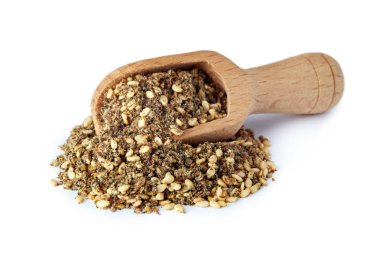 Za'atar (zatar), Orta Doğu baharat karışımı beyaz arka plan üzerinde izole