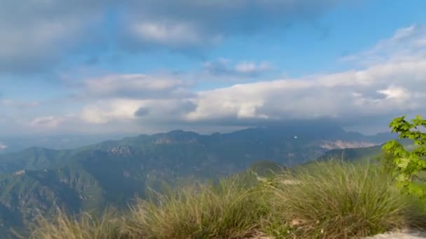 Video Shows Tracking Right Time Lapse Beautiful Mountain Landscape Features — Stock Video