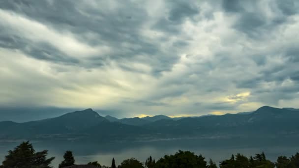 Stock Video Presents Time Lapse Huge Storm Clouds Passing Mountain — Stock Video