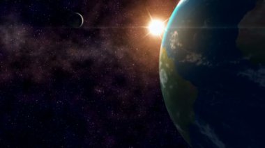 Planet Earth 'ün uzaydan yıldızlarla gerçekçi bir animasyonu. Belgeseller, kurumsal videolar ve reklamlar için harika. Küresel bir erişimi tüm endüstrilerde göstermenin daha iyi bir yolu yok..