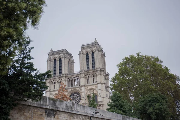 Notre Dame de Paris bangunan di Paris melihat dari sungai — Stok Foto