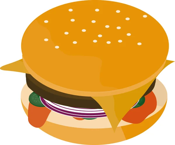 Burger Sesame Seeds Vegetables — Stock Vector