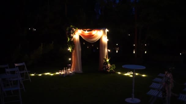 Arco Uma Cerimônia Casamento Noite — Vídeo de Stock