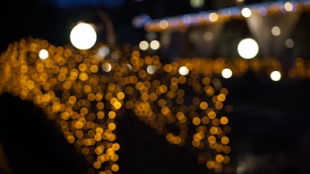 Puente Con Linternas Amarillas Bokeh — Vídeos de Stock