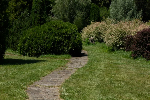 Allée Pavée Dans Jardin Parc Italien — Photo