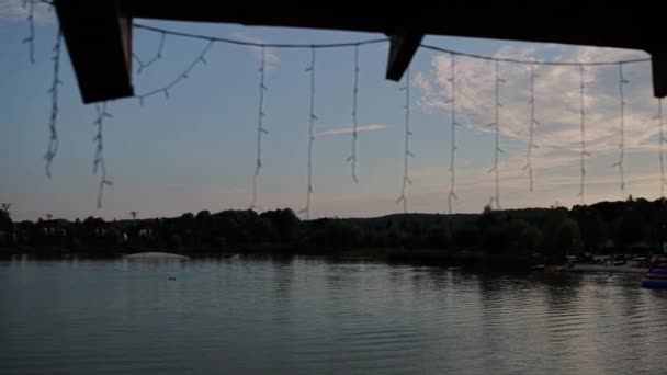 Lago Noche Con Cielo Hermoso — Vídeos de Stock