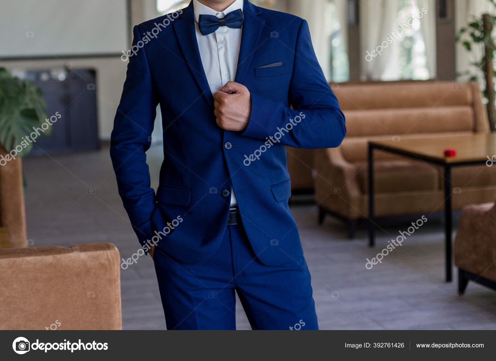 Man Blue Suit Bow Tie Stock Photo by ©dyachenkoproduction.ukr.net 392761426