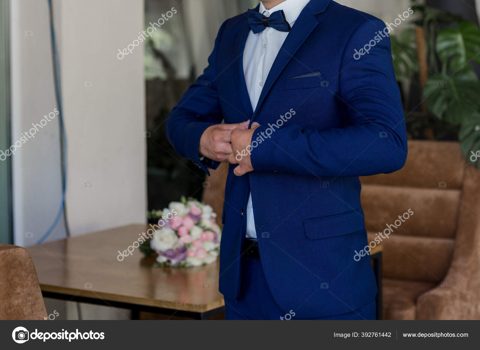 Man Blue Suit Bow Tie Stock Photo by ©dyachenkoproduction.ukr.net 392761442