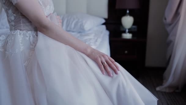 Sposa Abito Sposa Con Mano — Video Stock