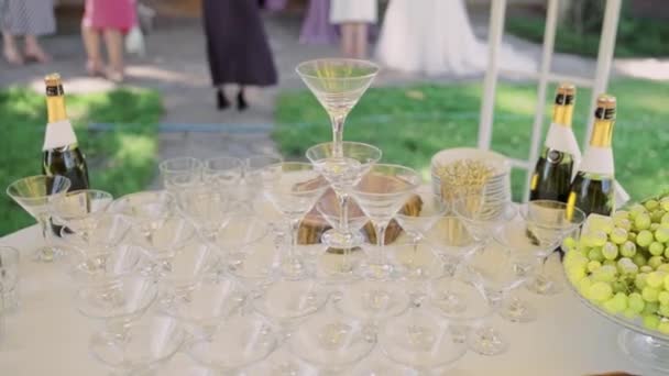 Verres Pour Alcool Sur Table Buffet — Video