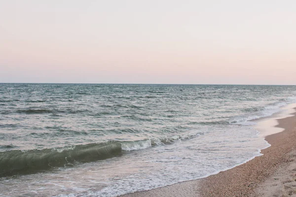 Una Spiaggia Mare Sabbioso Sera — Foto Stock