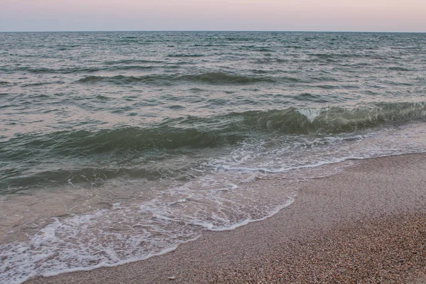 Una Spiaggia Mare Sabbioso Sera — Foto Stock