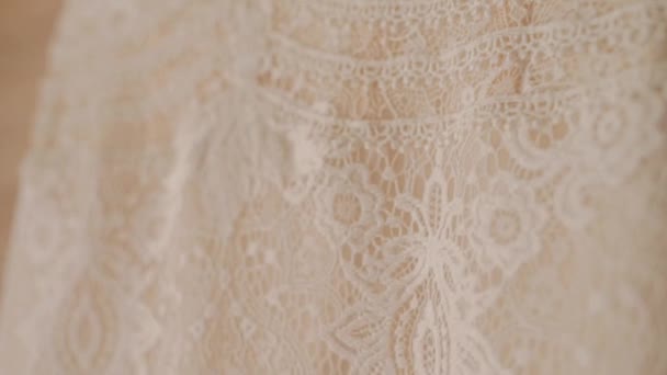 Beige Wedding Dress Close — Stock Video