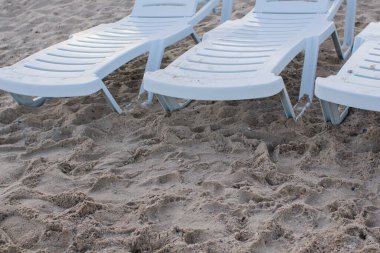 Kumlu sahilde beyaz güneşlenirler