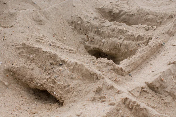 Sandburg Mit Brücke Strand — Stockfoto