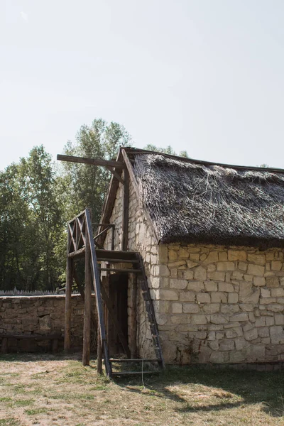 Старі Кам Яні Будівлі Дерев Яним Дахом Лісі — стокове фото