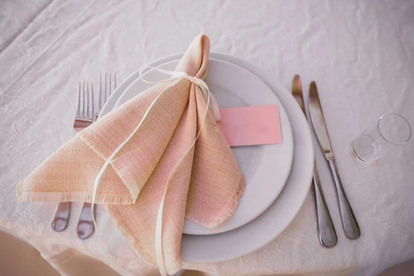 Uma Decoração Casamento Mesa Restaurante — Fotografia de Stock