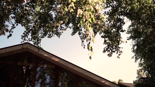Háromszög Alakú Tető Egy Házban Erdőben — Stock videók