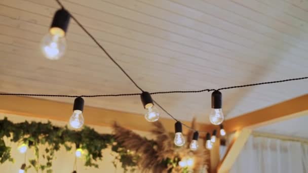 Decorative Light Bulbs Wall Restaurant — Stock Video