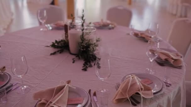 Decoração Mesa Casamento Restaurante — Vídeo de Stock