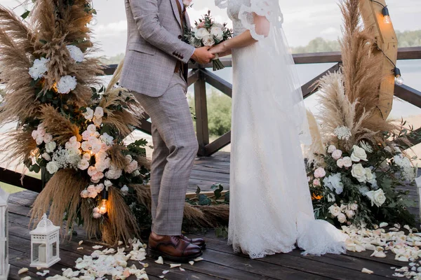 Uma Noiva Noivo Cerimônia Casamento — Fotografia de Stock