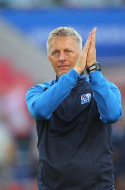 16.06.2018. Moskova, Rusça: Hallgrimsson, futbol FIFA Dünya Kupası Rusya 2018, D grubu sonunda maç arasında Arjantin v İzlanda Moscow Spartak stadyumu.