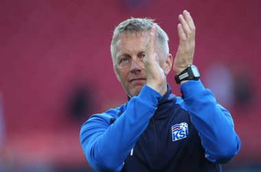 16.06.2018. Moskova, Rusça: Hallgrimsson, futbol FIFA Dünya Kupası Rusya 2018, D grubu sonunda maç arasında Arjantin v İzlanda Moscow Spartak stadyumu.