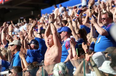 16.06.2018. Moskova, Rusya: İzlanda şofben FIFA Dünya Kupası Rusya 2018, D grubu, futbol sırasında ses maç arasında Arjantin v İzlanda Moscow Spartak stadyumu.