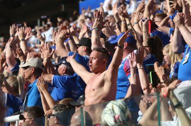 16.06.2018. Moskova, Rusya: İzlanda şofben FIFA Dünya Kupası Rusya 2018, D grubu, futbol sırasında ses maç arasında Arjantin v İzlanda Moscow Spartak stadyumu.