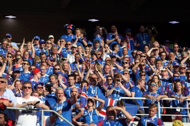 16.06.2018. Moskova, Rusya: İzlanda şofben maç sırasında FIFA Dünya Kupası Rusya 2018, D grubu, futbol ses maç arasında Arjantin v İzlanda Moscow Spartak stadyumu.