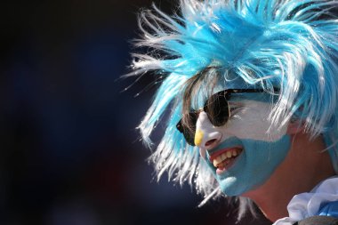 16.06.2018. Moskova, Rusya: Arjantin ve İzlandaca hayranları arasında Arjantin v İzlanda Moscow Spartak stadyumu FIFA Dünya Kupası Rusya 2018, D grubu, futbol maçı maçtan önce standları renk.