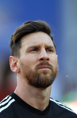 16.06.2018. Moskova, Rusya: Leonard Messi maçtan FIFA Dünya Kupası Rusya 2018, D grubu, futbol önce maç arasında Arjantin v İzlanda Moscow Spartak stadyumu.