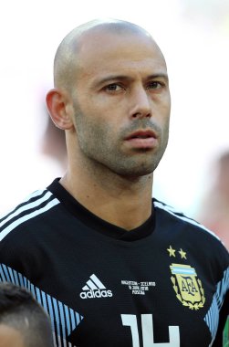16.06.2018. Moskova, Rusya: Mascherano FIFA Dünya Kupası Rusya 2018, D grubu, futbol maçtan önce maç arasında Arjantin v İzlanda Moscow Spartak stadyumu.