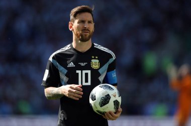 16.06.2018. Moskova, Rusya: Leonard Messi FIFA Dünya Kupası Rusya 2018, D grubu, futbol maç sırasında eylem maç arasında Arjantin v İzlanda Moscow Spartak stadyumu.