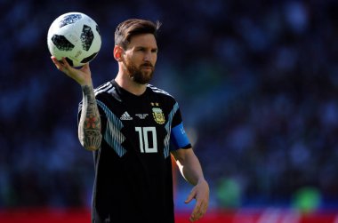 16.06.2018. Moskova, Rusya: Leonard Messi FIFA Dünya Kupası Rusya 2018, D grubu, futbol maç sırasında eylem maç arasında Arjantin v İzlanda Moscow Spartak stadyumu.