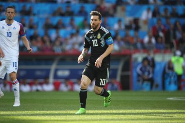16.06.2018. Moskova, Rusya: Leonardo Messi FIFA Dünya Kupası Rusya 2018, D grubu, futbol maç sırasında eylem maç arasında Arjantin v İzlanda Moscow Spartak stadyumu.