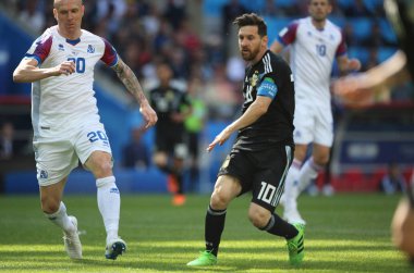 16.06.2018. Moskova, Rusya: Leonardo Messi FIFA Dünya Kupası Rusya 2018, D grubu, futbol maç sırasında eylem maç arasında Arjantin v İzlanda Moscow Spartak stadyumu.