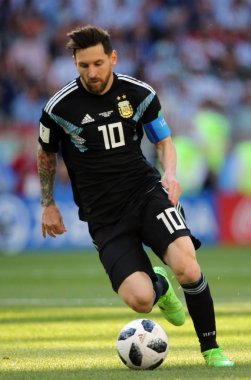 16.06.2018. Moskova, Rusya: Lionel Messi FIFA Dünya Kupası Rusya 2018, D grubu, futbol maç sırasında eylem maç arasında Arjantin v İzlanda Moscow Spartak stadyumu.