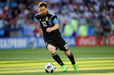 16.06.2018. Moskova, Rusya: Lionel Messi FIFA Dünya Kupası Rusya 2018, D grubu, futbol maç sırasında eylem maç arasında Arjantin v İzlanda Moscow Spartak stadyumu.