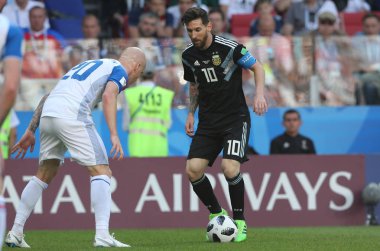 16.06.2018. Moskova, Rusya: Lionel Messi FIFA Dünya Kupası Rusya 2018, D grubu, futbol maç sırasında eylem maç arasında Arjantin v İzlanda Moscow Spartak stadyumu.