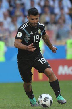 16.06.2018. Moskova, Rusya: Aguero FIFA Dünya Kupası Rusya 2018, D grubu, futbol maç sırasında eylem maç arasında Arjantin v İzlanda Moscow Spartak stadyumu.