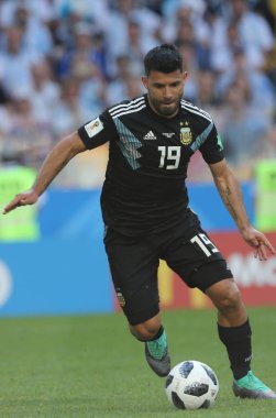 16.06.2018. Moskova, Rusya: Aguero FIFA Dünya Kupası Rusya 2018, D grubu, futbol maç sırasında eylem maç arasında Arjantin v İzlanda Moscow Spartak stadyumu.