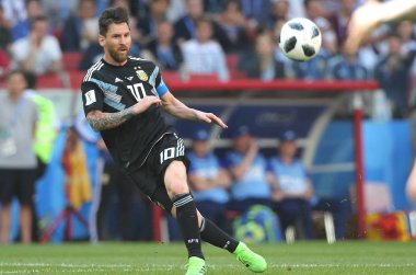 16.06.2018. Moskova, Rusya: Lionel Messi FIFA Dünya Kupası Rusya 2018, D grubu, futbol maç sırasında eylem maç arasında Arjantin v İzlanda Moscow Spartak stadyumu.